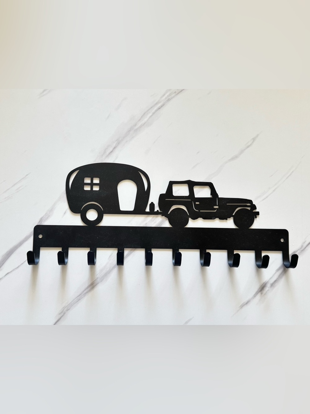 Black Camper and Jeep Wall Hook Rack by